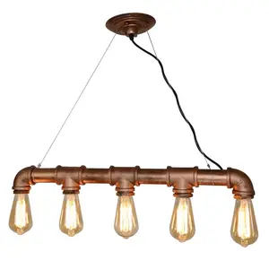 Nordic Edison Vintage Bulbs E27 5 Arms Lights pipe loft industrial iron pendant light for Bar / Cafe Decorative Lighting