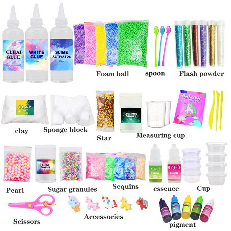 Kids Decompression Puzzle Toy set Self-made Materials DIY Glue Slime Set