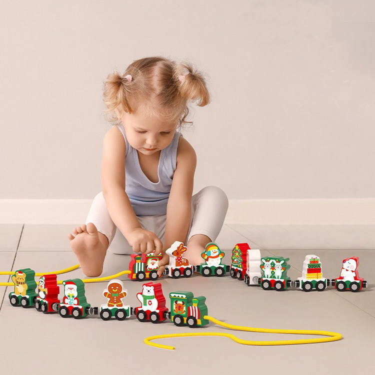 Children's Puzzle Toys Baby New Year Christmas Gift Magnetic Wooden Train