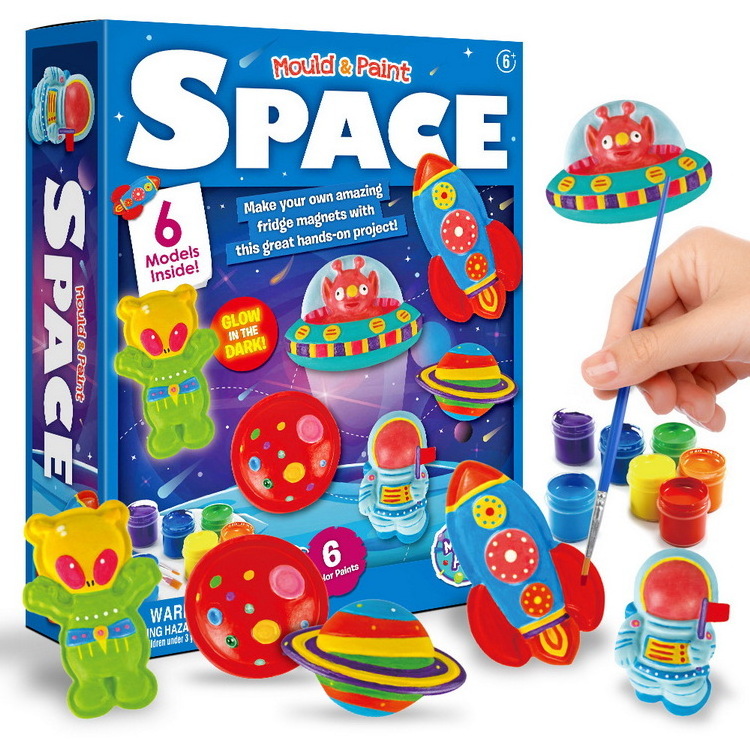 Children's Puzzle Creative Gift DIY Colorful Space Plaster Painting Set