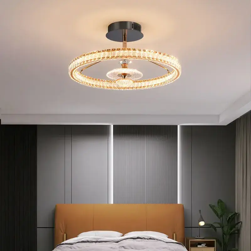 High Quality Gold Crystal Rings Ceiling Light Chandeliers Ceiling Lights Steel Flush Mount for Living Room Bedroom