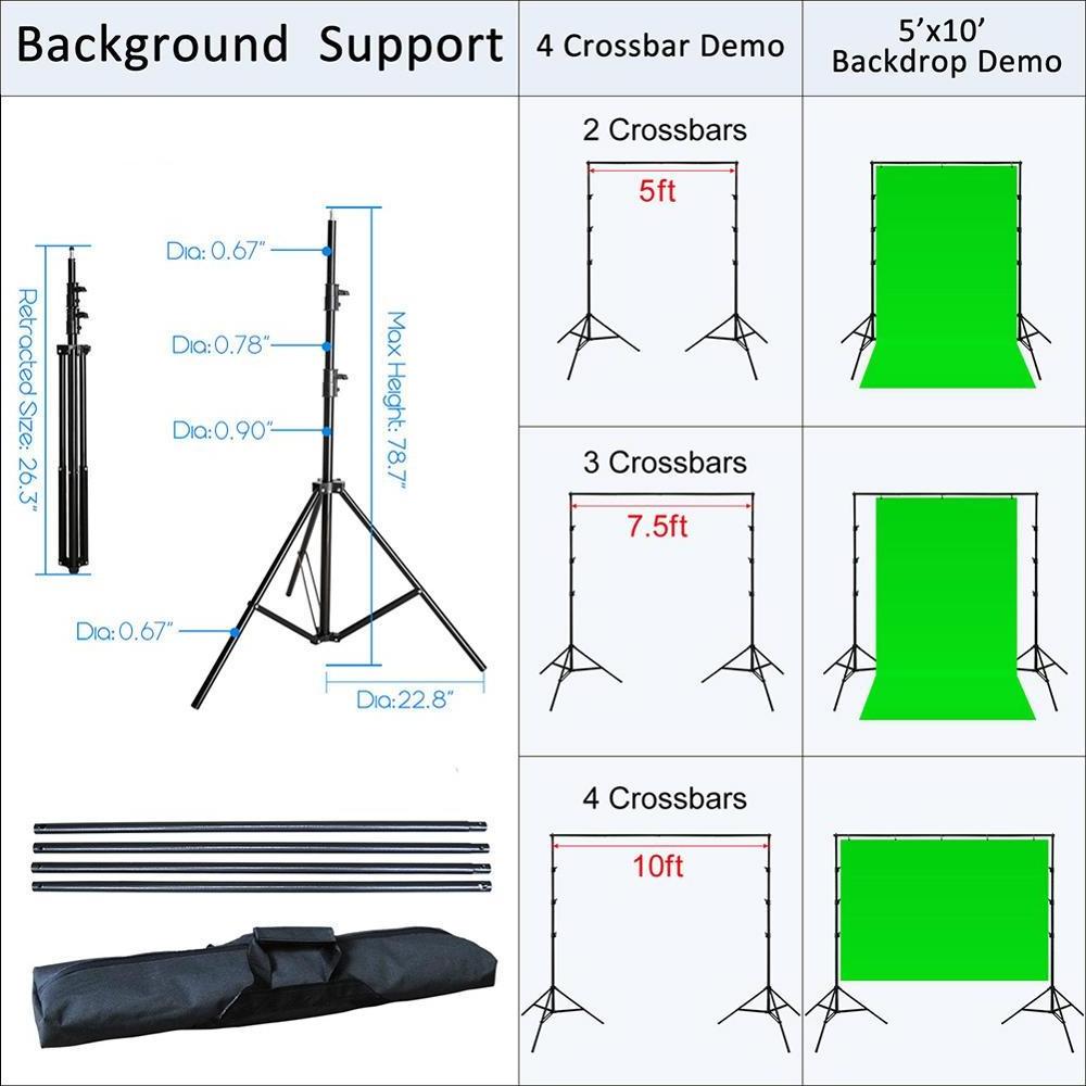 Lightdow Photograph Background Support Equipment Softbox+Backdrop+Light Stand+Umbrella+Reflector Green Screen Kit