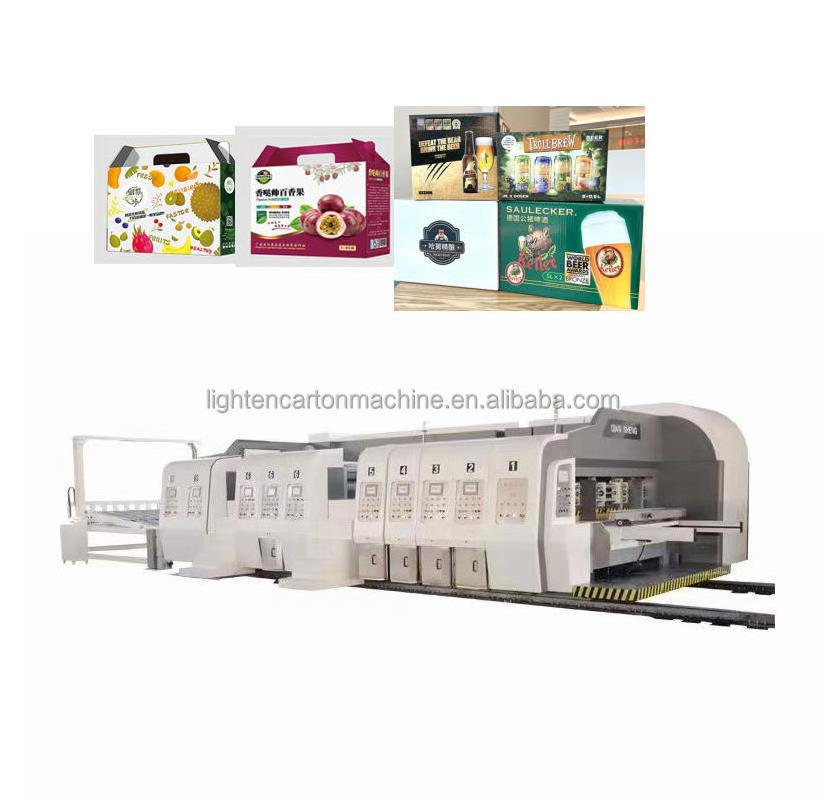 automatic flexo carton box making offset printing slotting die cutting machine