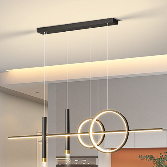 Low-profile black dining room bar LED pendant light versatile personality study pendant lamp