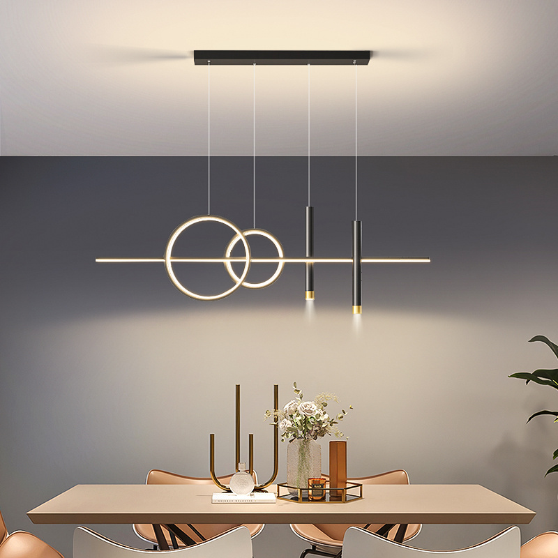 Low-profile black dining room bar LED pendant light versatile personality study pendant lamp