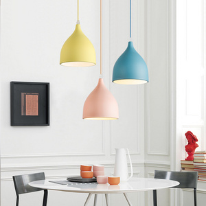 Nordic macaron color singe head dining room chandelier modern minimalist bar Restaurant LED Hanging Pendant Light