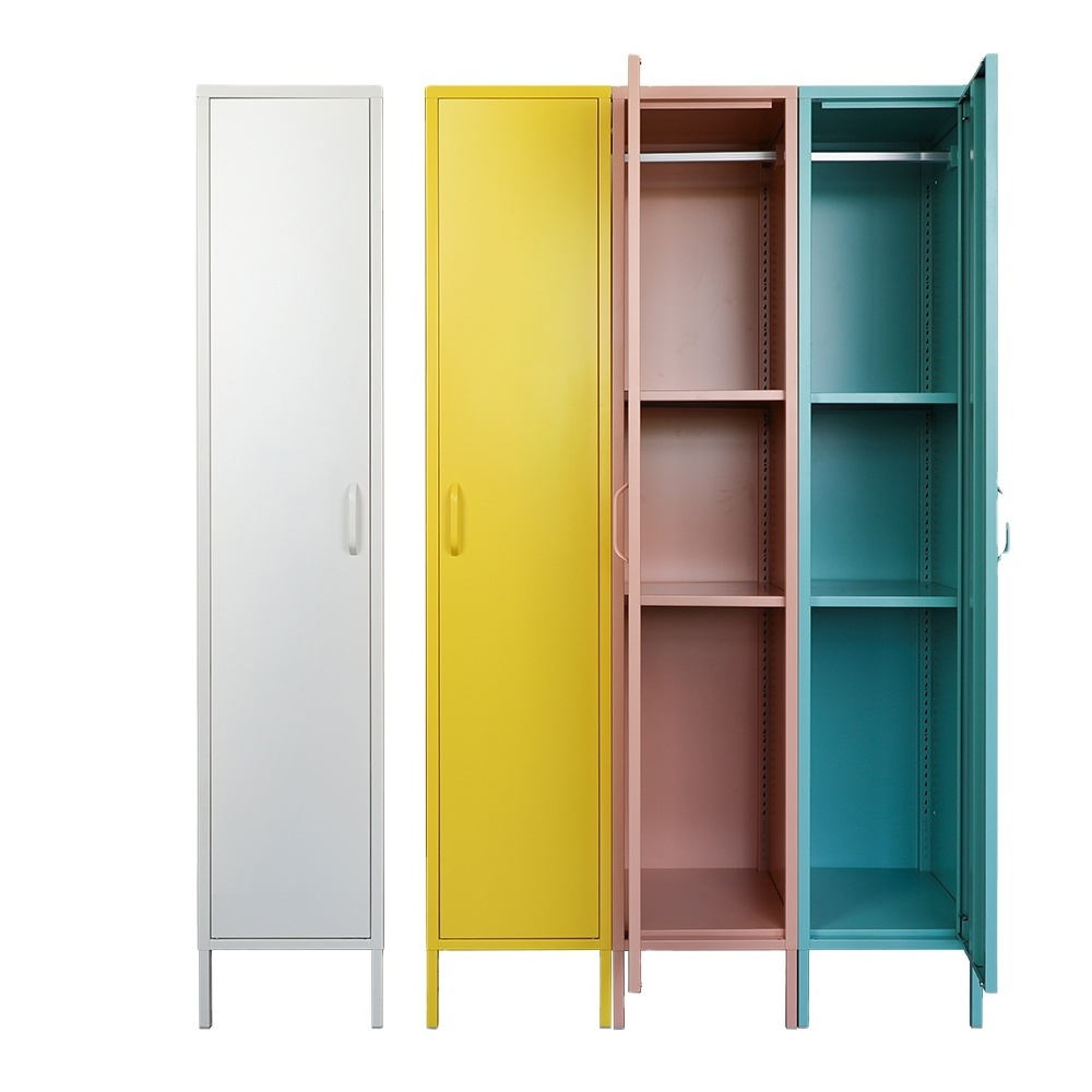 cheap small save space home gym storage wardrobe kids metal locker cabinet single door clothes staff metal locker