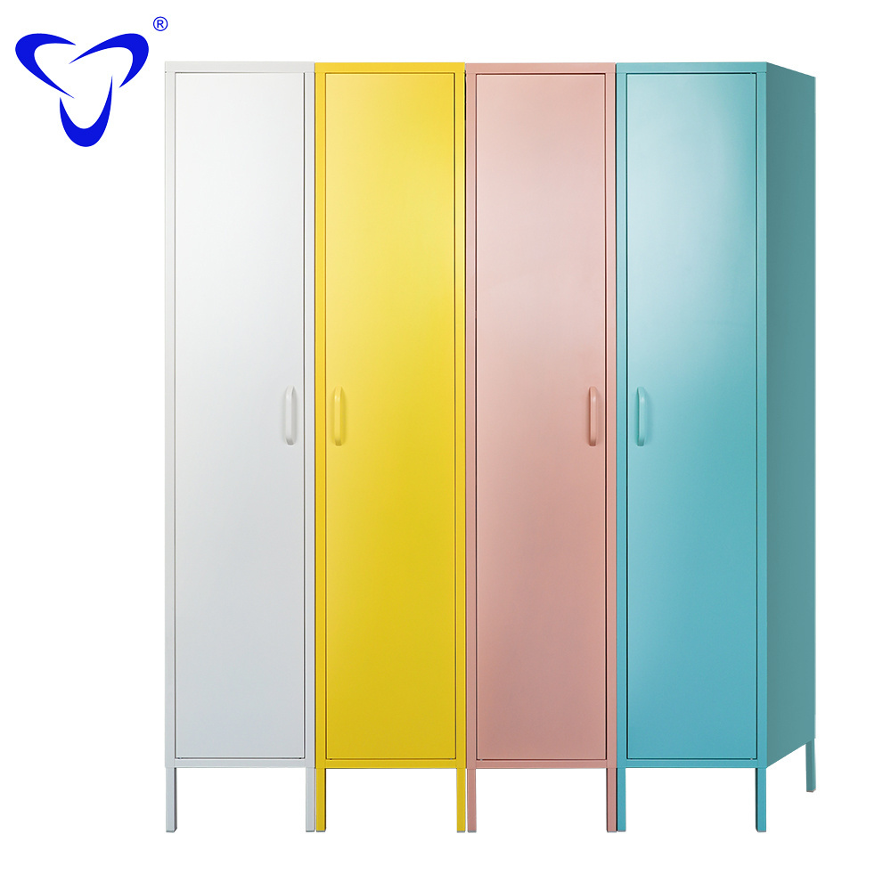 cheap small save space home gym storage wardrobe kids metal locker cabinet single door clothes staff metal locker