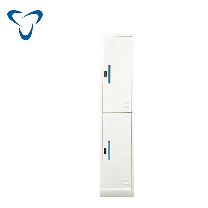 Tall Changing Room Metal Staff Wardrobe Hanging Clothes storage locker Steel 2 door Customized clothes Closet cabinet