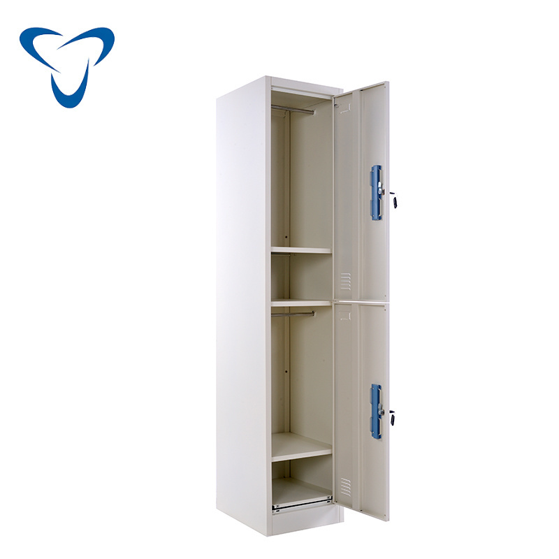 Tall Changing Room Metal Staff Wardrobe Hanging Clothes storage locker Steel 2 door Customized clothes Closet cabinet