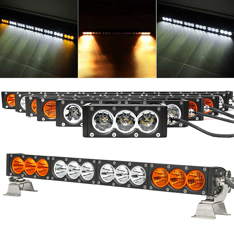 Wholesale curved/straight barra led 4x4 offroad driving work light single row amber strobe car truck led light bar