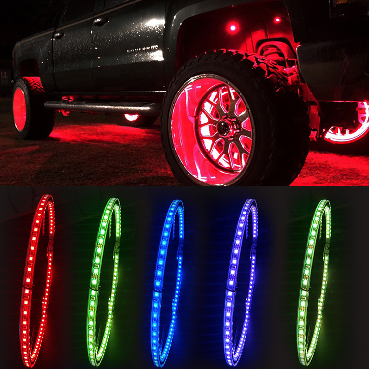 14 / 15.5 / 17 inch RGB Double LED Illuminated Wheel Ring Light Kit For Universal Car