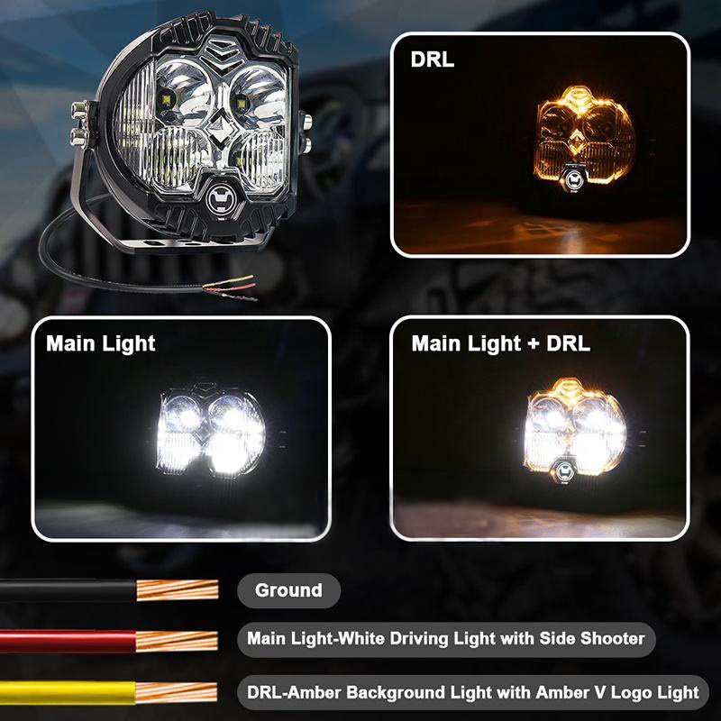 Others Car Light Accessories 55W Tri-Color Projector 5inch LED Fog/Driving Light with White and Yellow drl Spot Fog Lamp