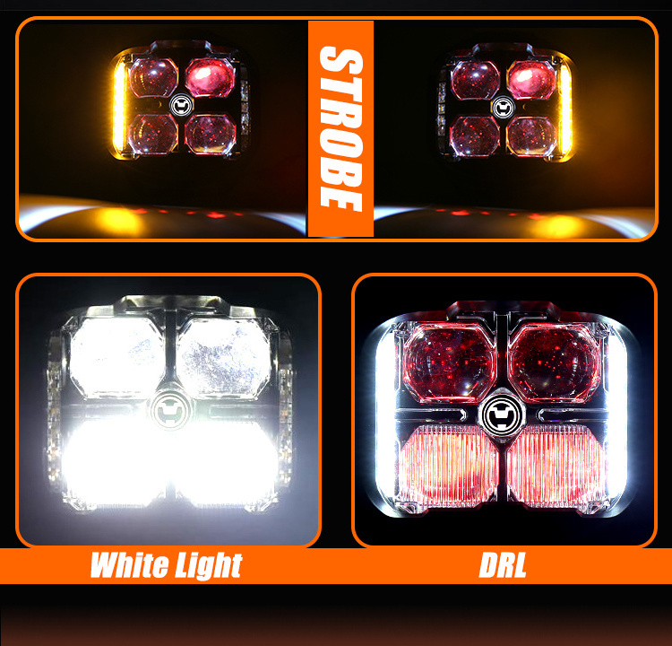 New Arrival Offroad 4X4 DRL/turn signal led driving light 6 inch led side shooter strobe work light for Jeep Tractor Truck ATV