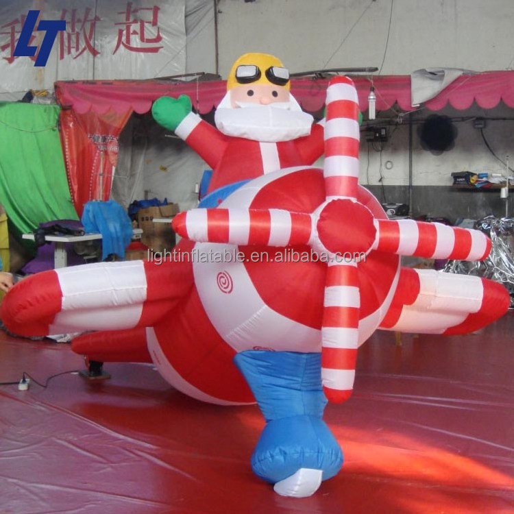 Light Giant inflatable Santa Claus in Plane Blow up Christmas costumes Holiday inflatable H772