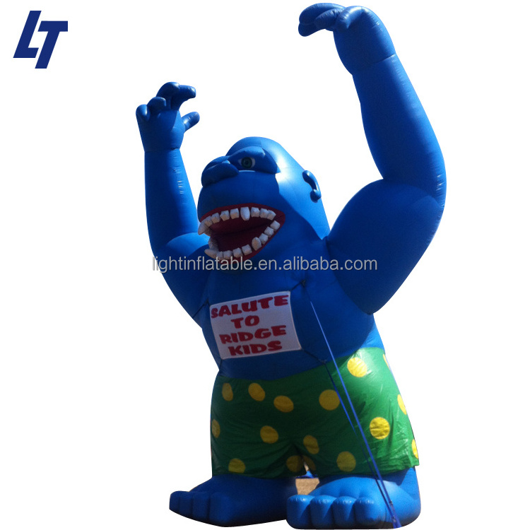 Giant led light inflatable gorilla with car costume for advertising