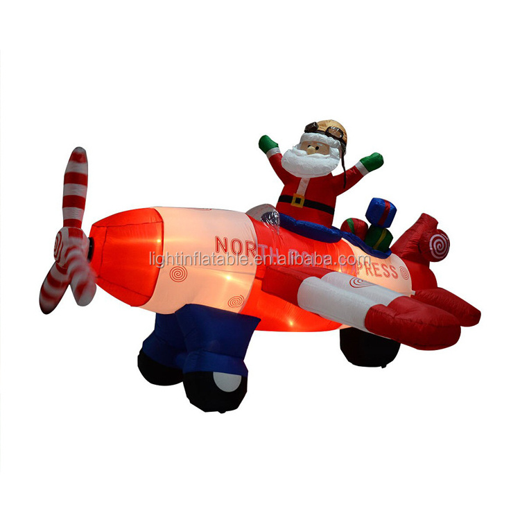 Light Giant inflatable Santa Claus in Plane Blow up Christmas costumes Holiday inflatable H772