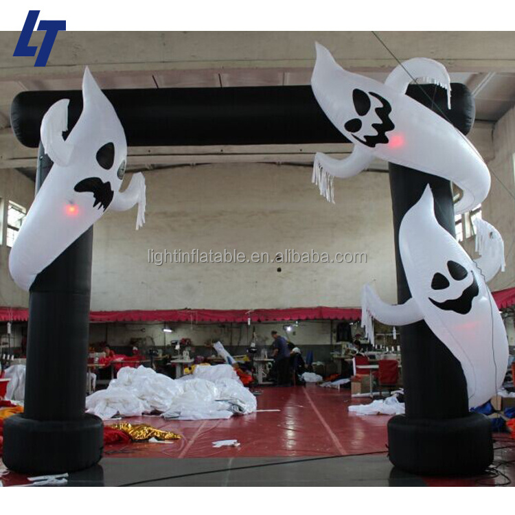 Outdoor giant Halloween animated inflatable skull arch for advertising