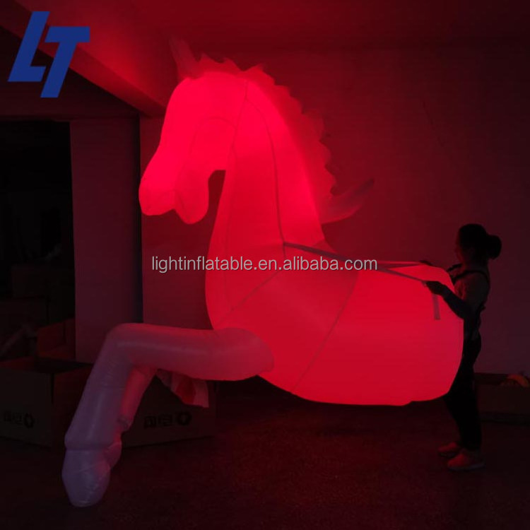 High quality led light decoration giant girl horse inflatable pony celestial for advertising