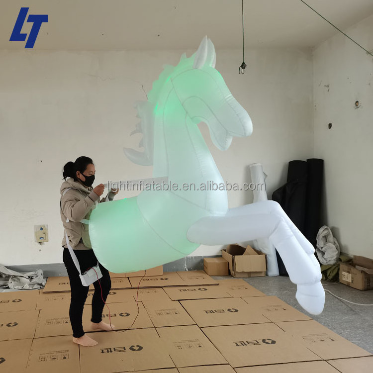 High quality led light large customize rocking giant inflatable horse