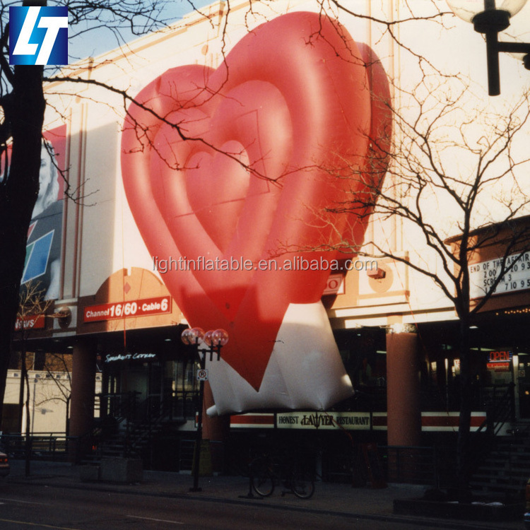 High quality led light hang giant big red giant inflatable human heart model