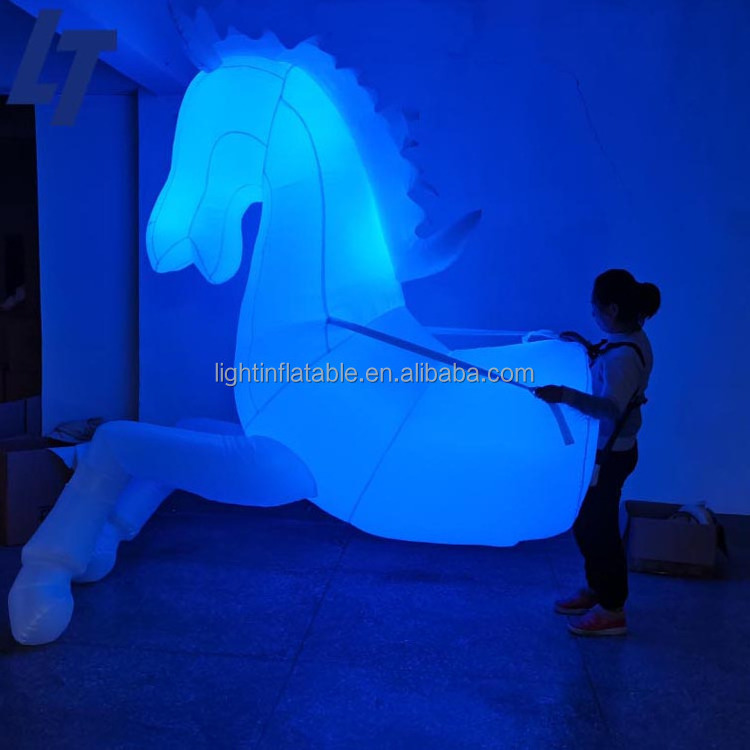 High quality led light giant big customized stable inflatable pony horse