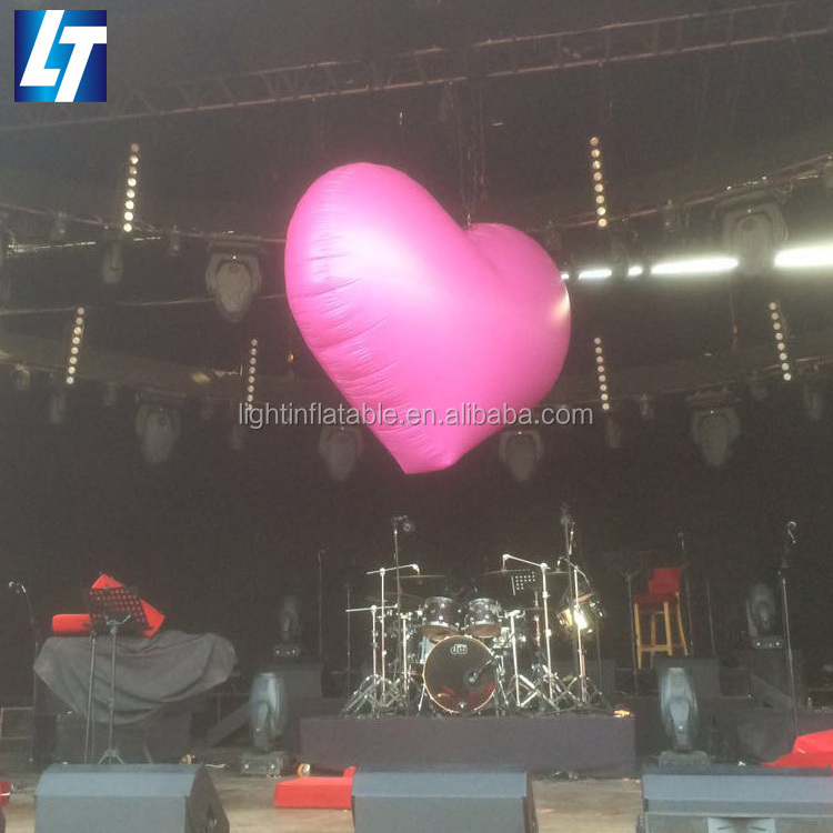 High quality led light hang giant big red giant inflatable human heart model