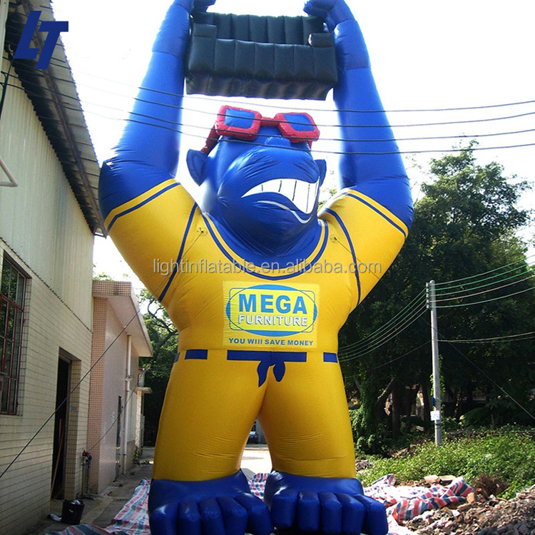 Giant led light inflatable gorilla with car costume for advertising