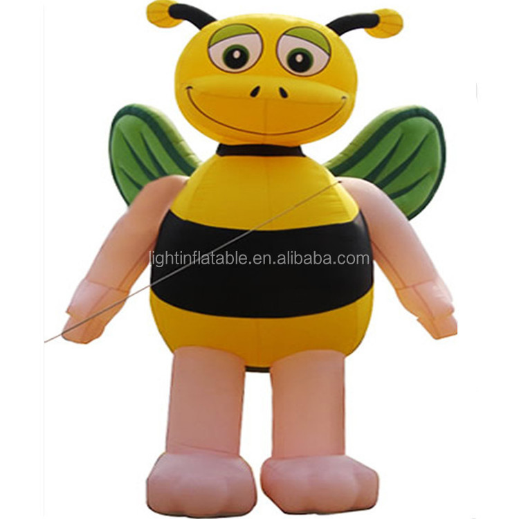 High quality led light big customized cartoon flying giant inflatable bumble bee