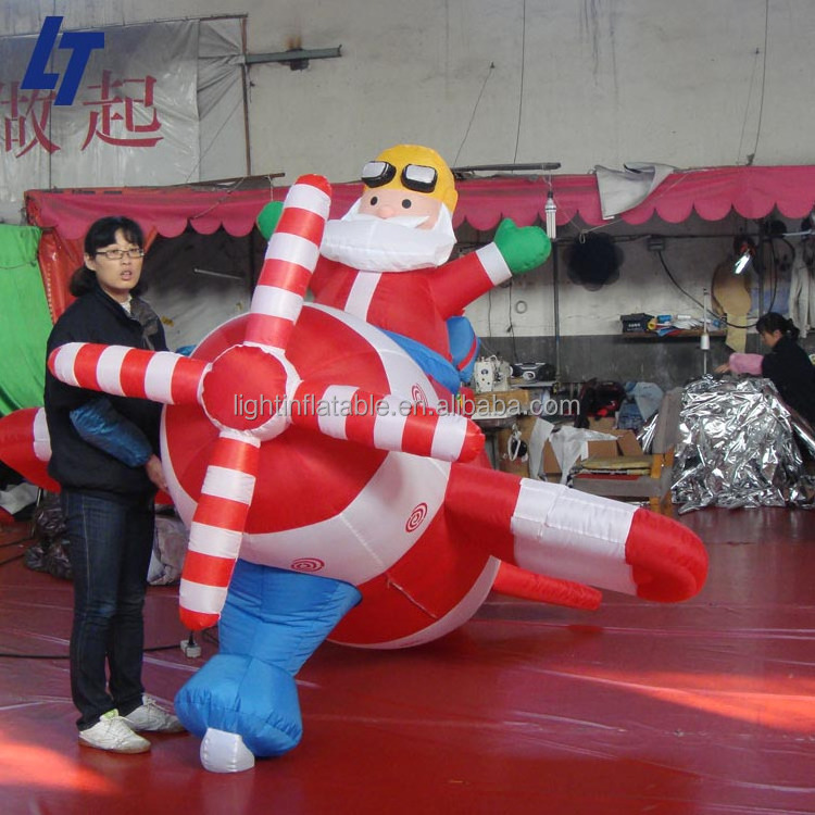 Light Giant inflatable Santa Claus in Plane Blow up Christmas costumes Holiday inflatable H772