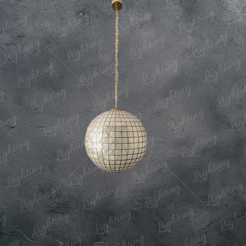 Modern Unique Capiz Shell Ball Pendant Lamp Hanging Lighting Fixtures For Island Corridor