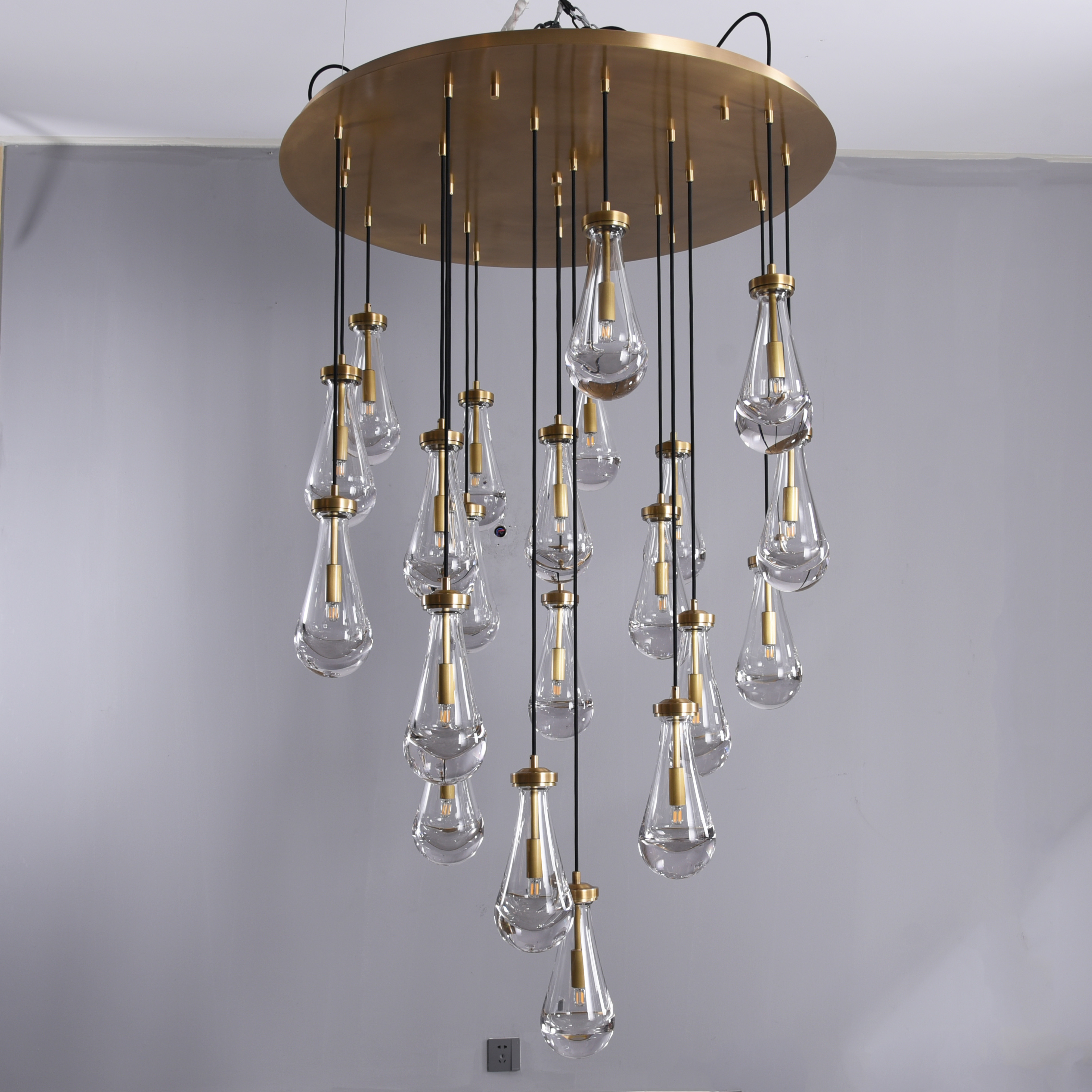 High Quality Modern Decoration Ceiling Gold Light Fixtures metal disc chandelier Tear drop chandelier pendant