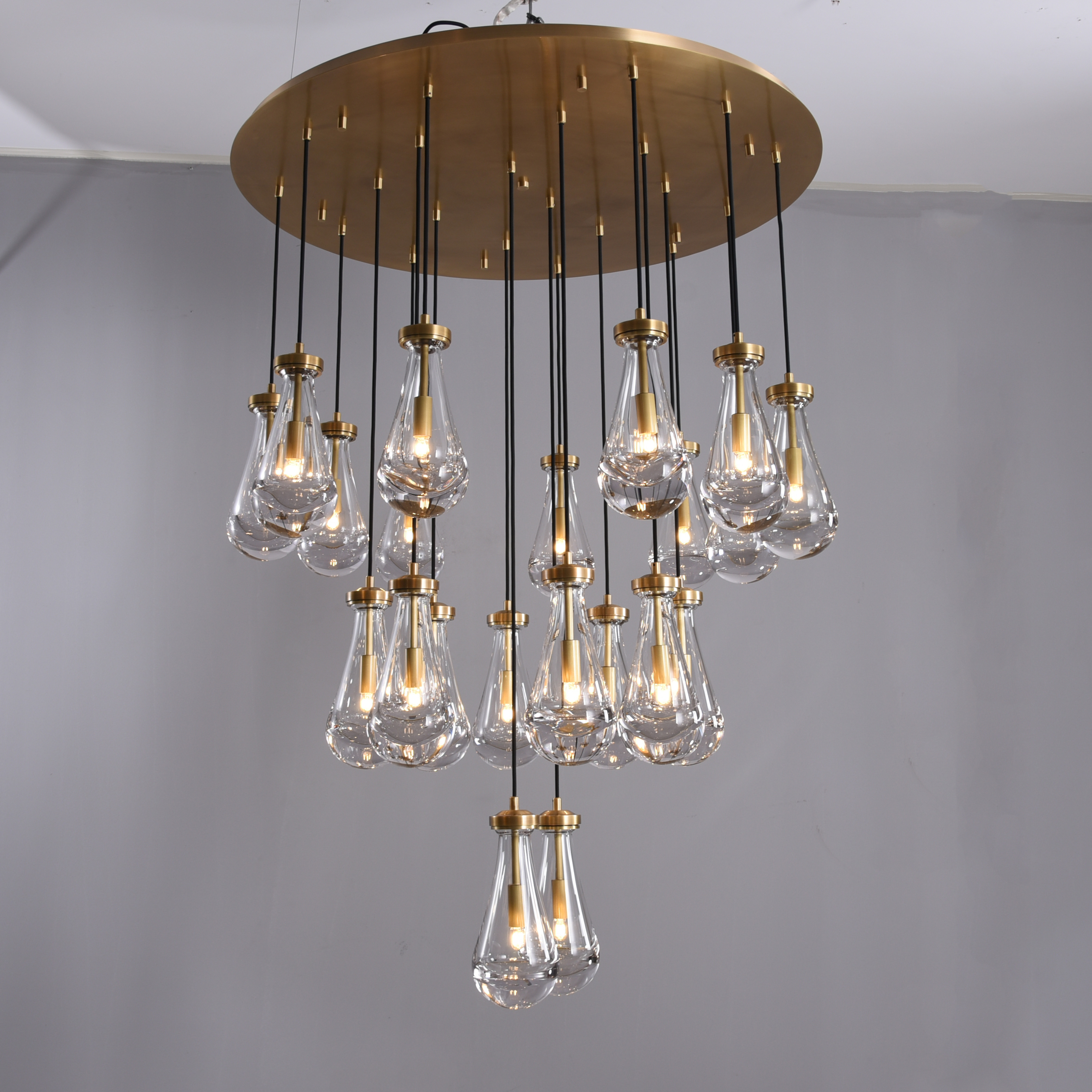 High Quality Modern Decoration Ceiling Gold Light Fixtures metal disc chandelier Tear drop chandelier pendant