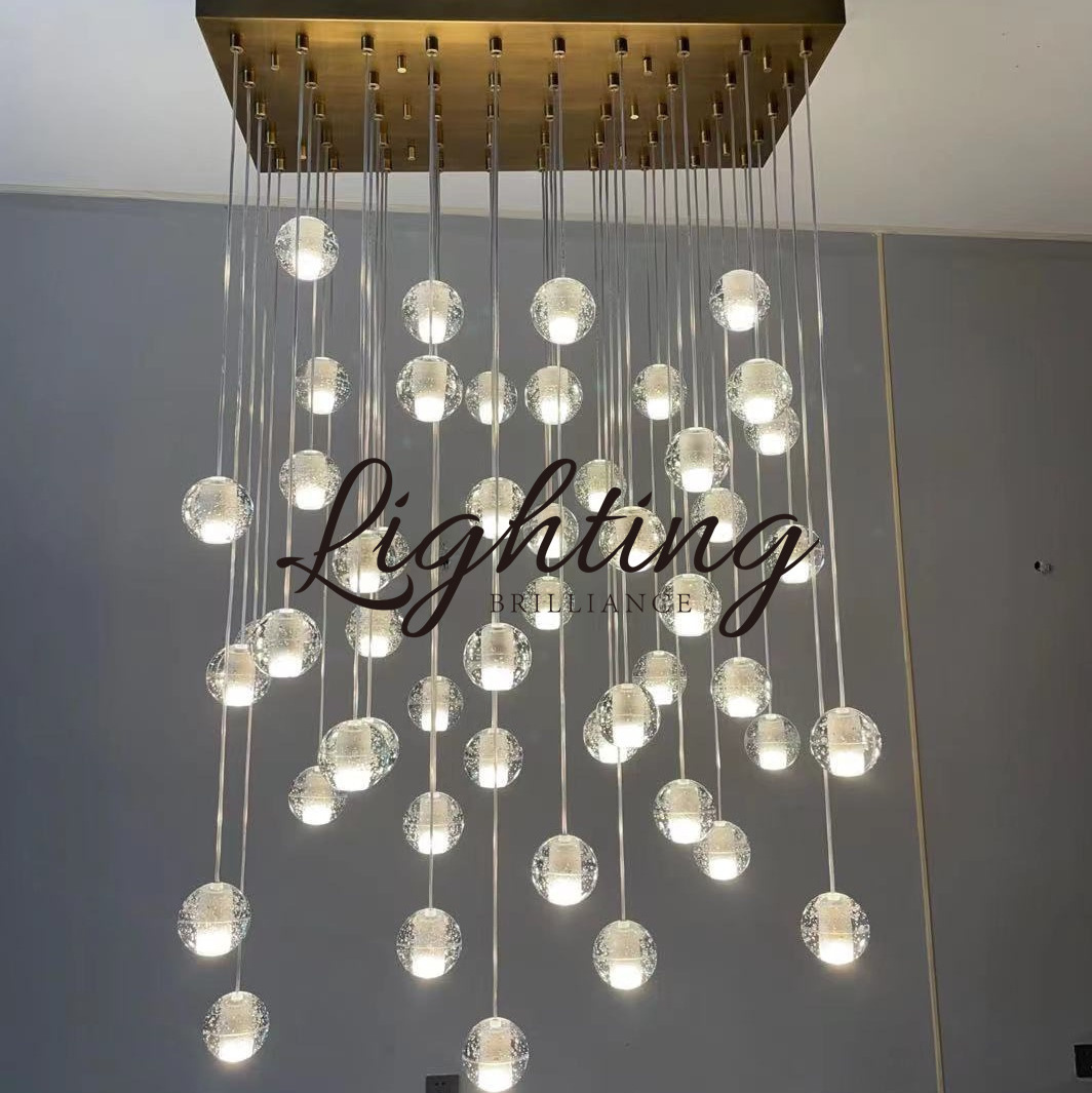 Customized staircase crystal glass bubbles ball grand chandelier ceiling light