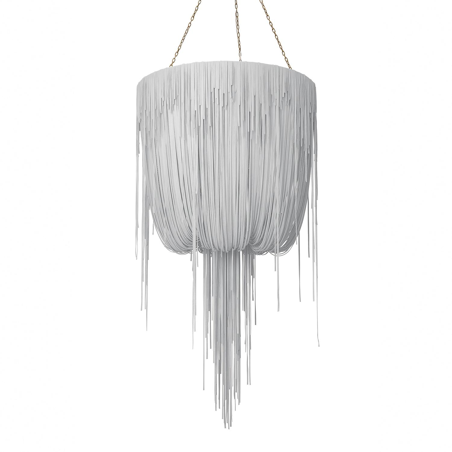 Lobby foyer modern villa decoration draped leather suspended pendant lighting fixture chandelier