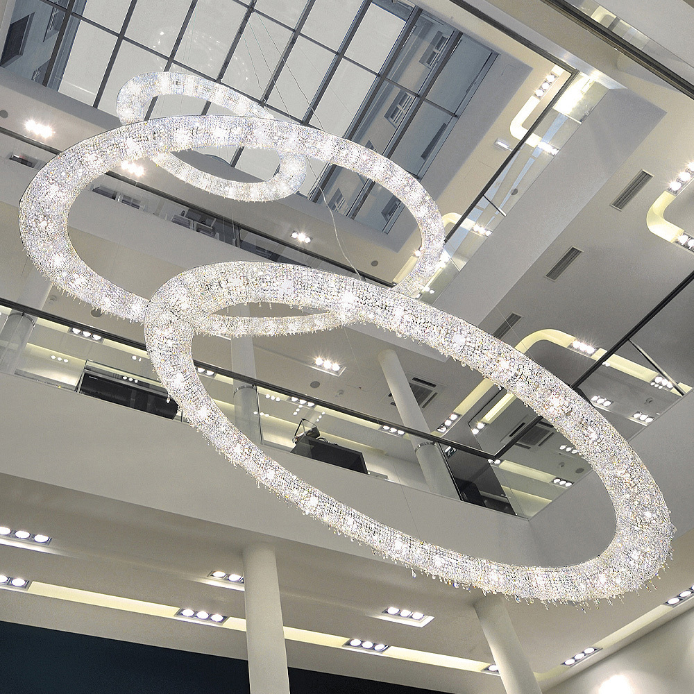 Luxury Italian Oval Crystal LED Chandelier Fixtures For Living Room