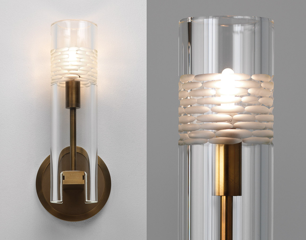 Home indoor modern high quality brass acrylic cylinder shade wall sconce fixtures for stairway