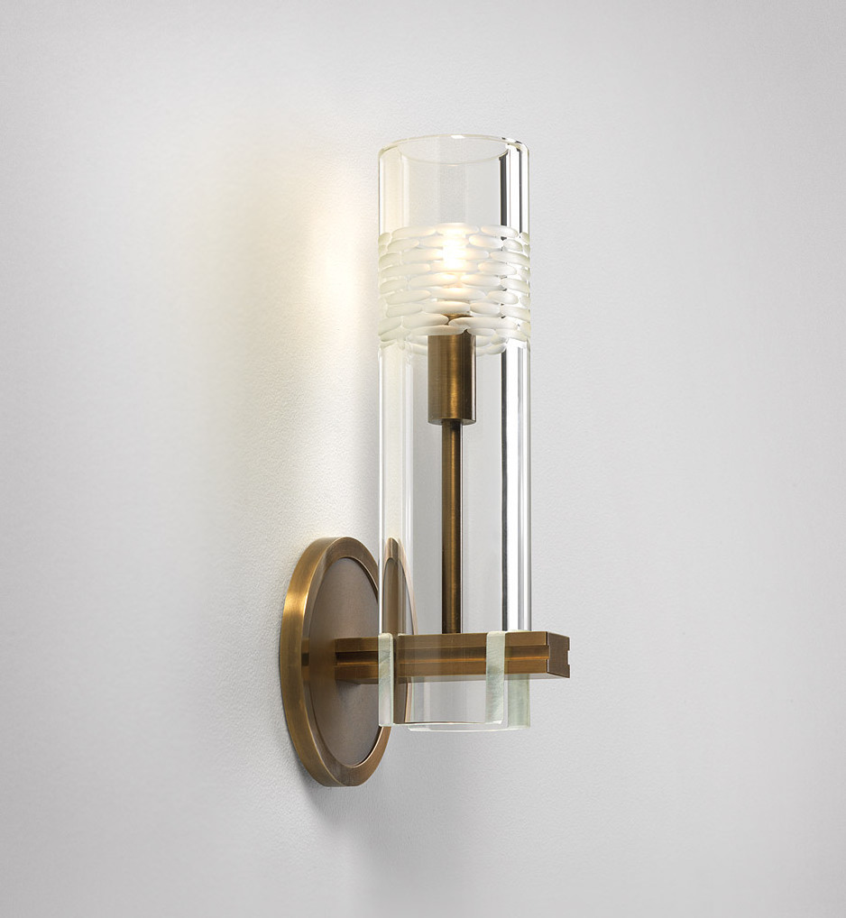 Home indoor modern high quality brass acrylic cylinder shade wall sconce fixtures for stairway