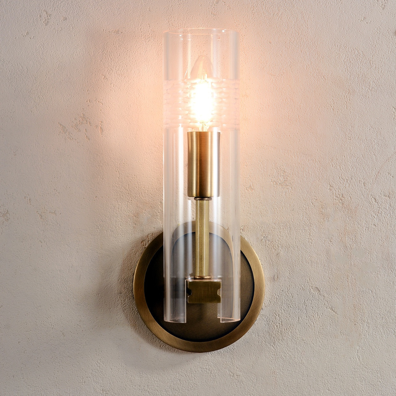 Home indoor modern high quality brass acrylic cylinder shade wall sconce fixtures for stairway