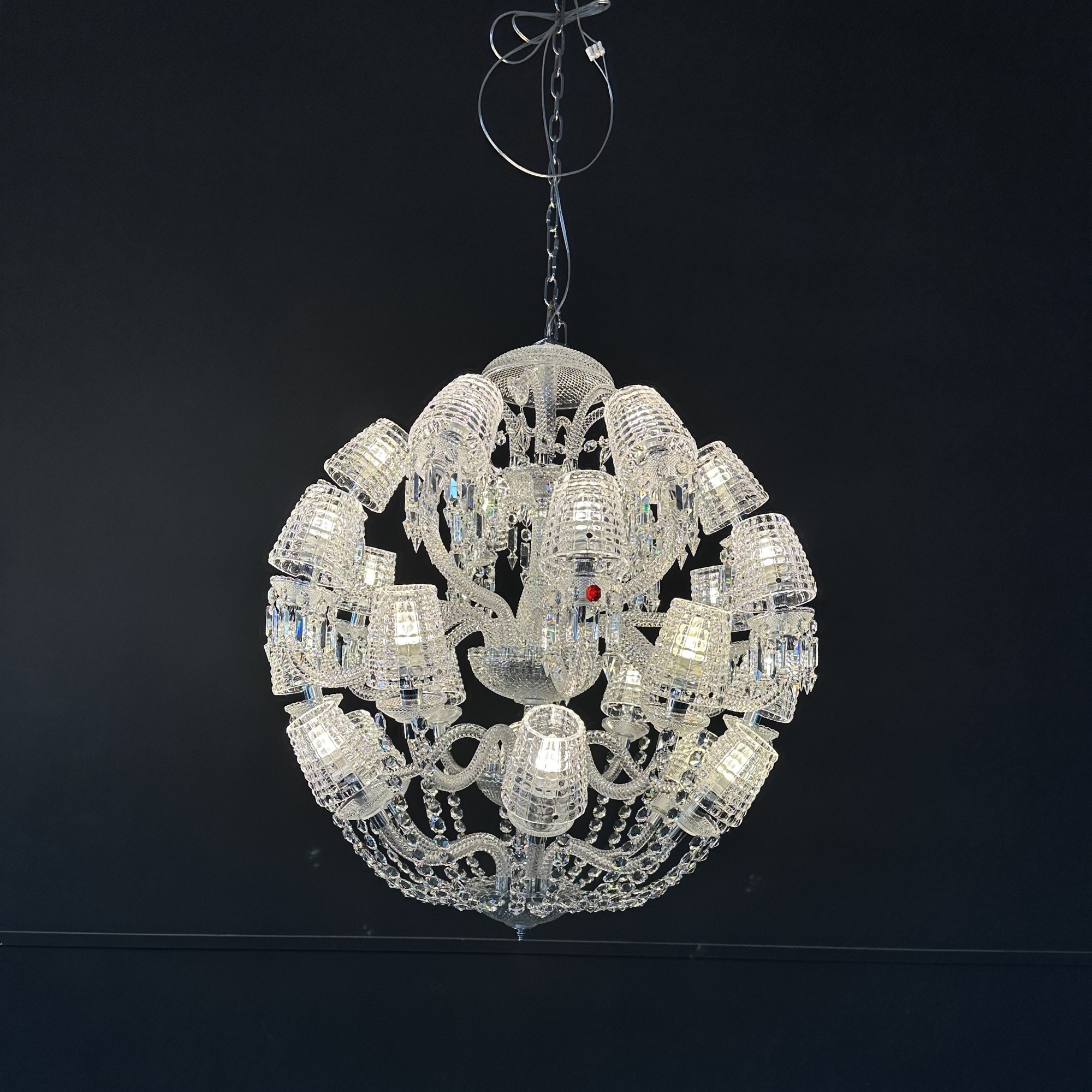 Contemporary art ivory canvas umbrella chandelier crystal pendant lamp for hotel lobby hall