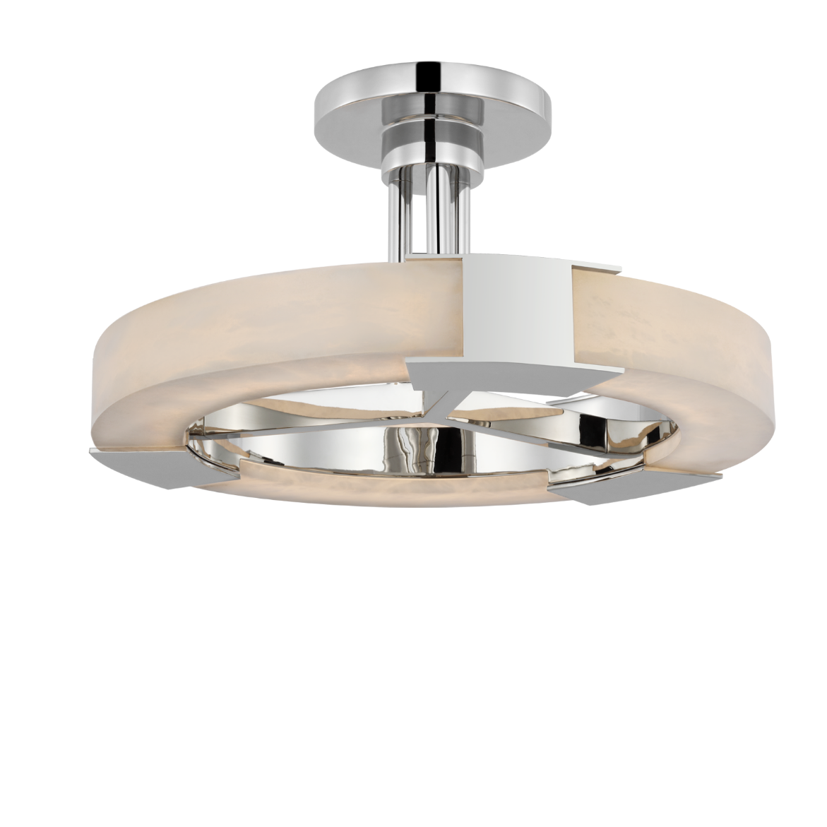 Modern Natural Alabaster Stone Medium Ring Semi-Flush Mount Led Ceiling Lighting For Bedroom