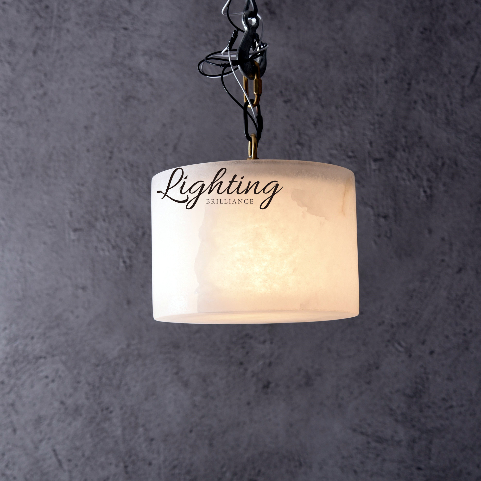 Modern alabaster chandelier luster white cylinder Led pendant lamp lighting fixtures for island