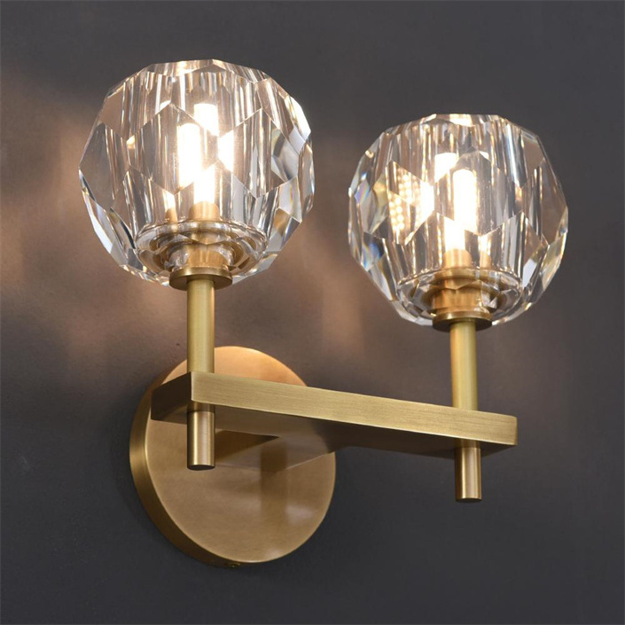 Modern indoor home led gold wall lights bedroom vanity bathroom stairs sconces corner brass two wall lamp