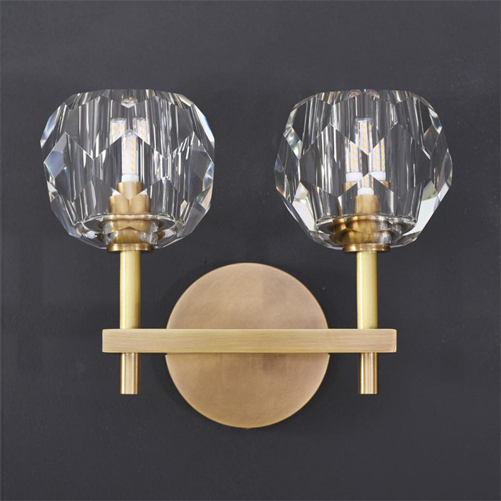 Modern indoor home led gold wall lights bedroom vanity bathroom stairs sconces corner brass two wall lamp