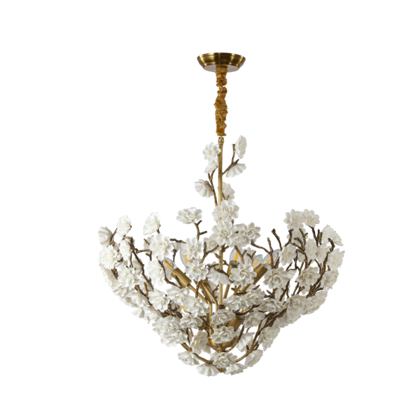 New unique model luxury solid brass ceramic flower chandelier