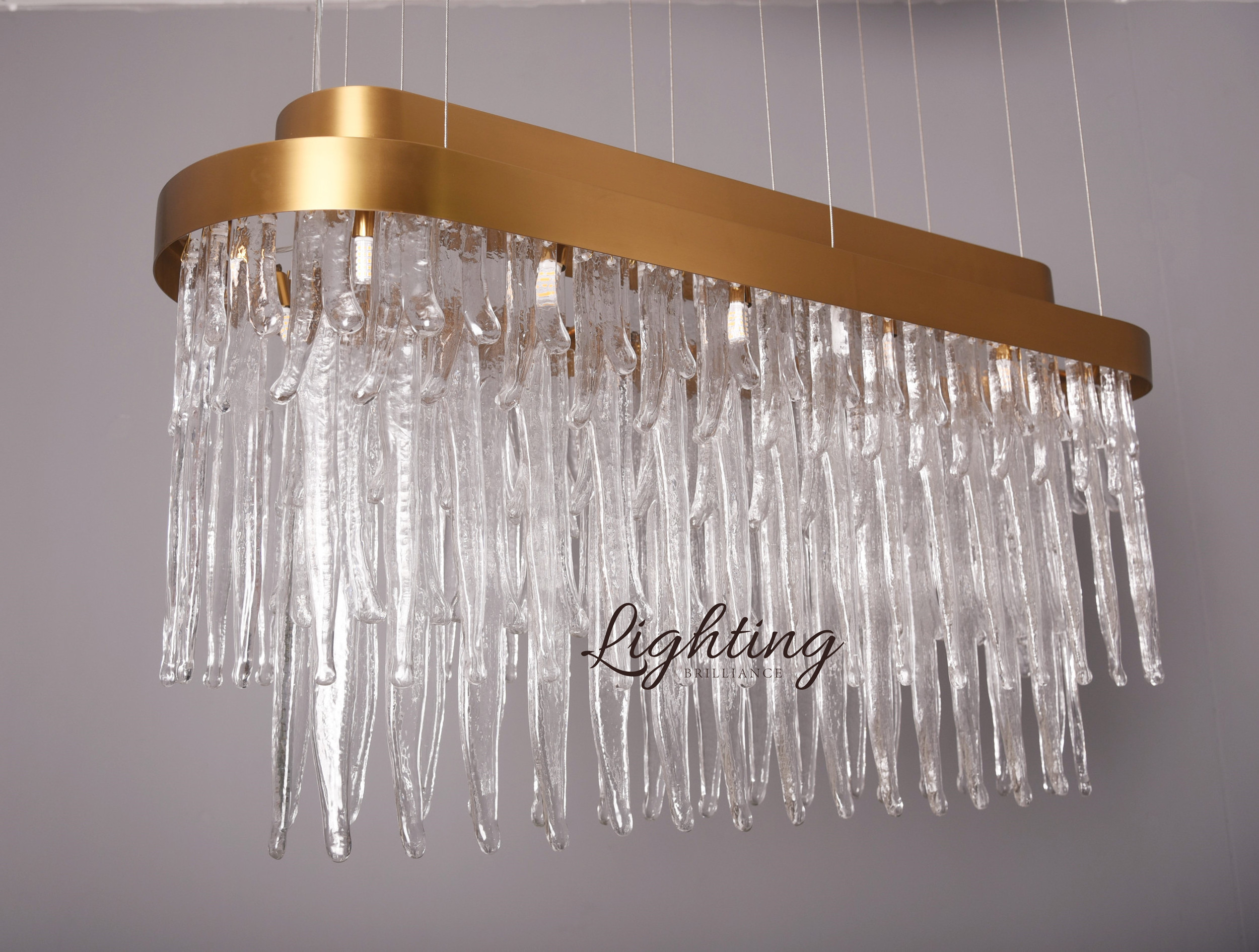 Luxury home light waterfall suspension ceiling lighting gold hand made glass chandelier lighting fixtures pendant lamp for livin