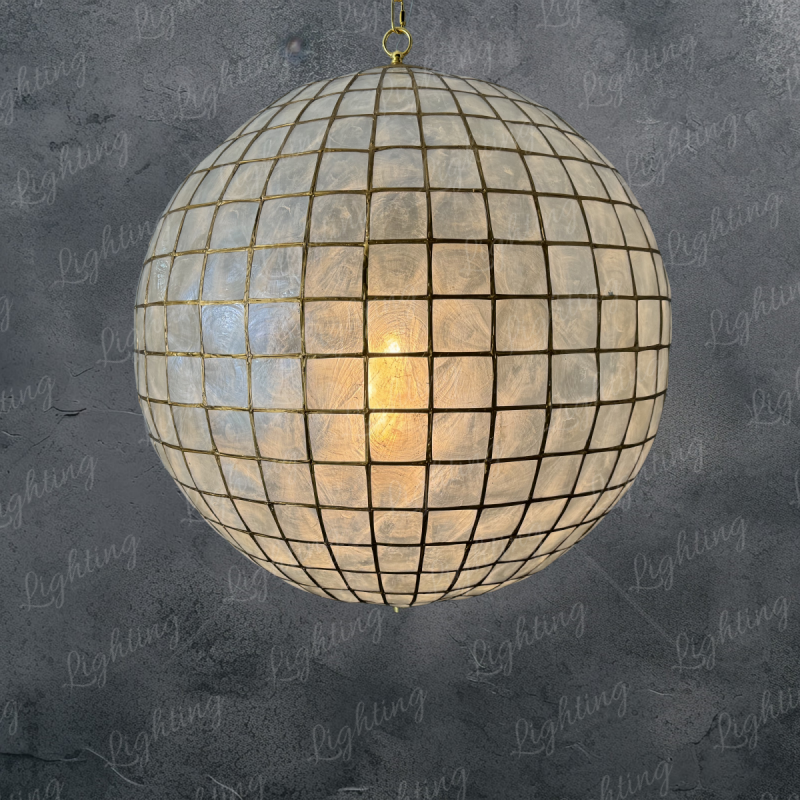 Modern Unique Capiz Shell Ball Pendant Lamp Hanging Lighting Fixtures For Island Corridor