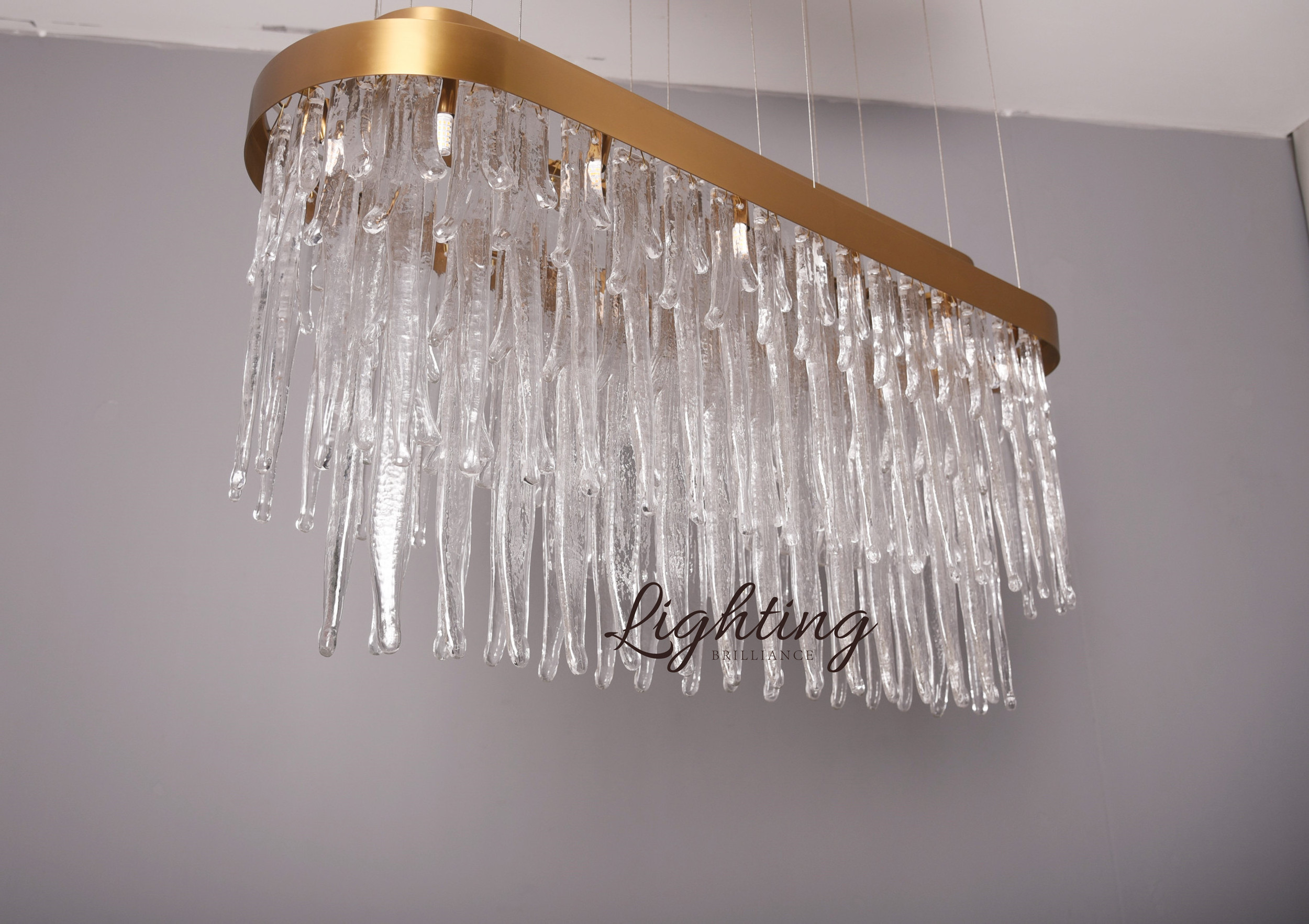 Luxury home light waterfall suspension ceiling lighting gold hand made glass chandelier lighting fixtures pendant lamp for livin