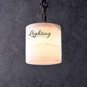 Modern alabaster chandelier luster white cylinder Led pendant lamp lighting fixtures for island