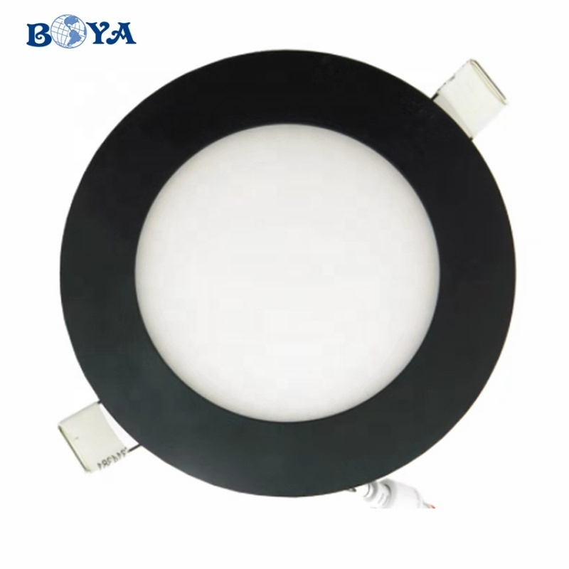 Recessed Ultra Thin CCT Slim Led Panel Light Round 8 Inch black housing 24W LED panel light